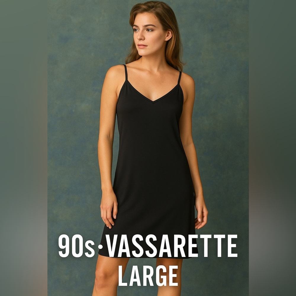 Vassarette 90s Black Stretch Slip Nightgown – Large